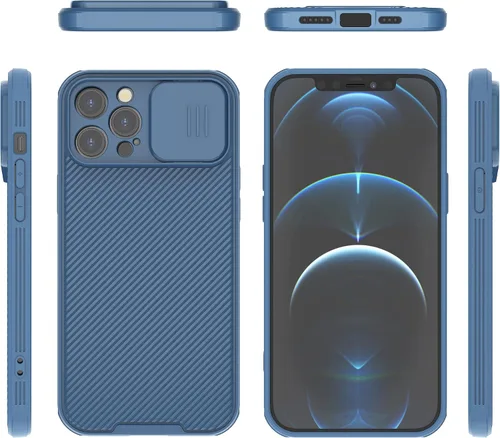 Vista 5 de Funda para iPhone 12 Pro Max, compatible con MagSafe, funda magnética delgada protectora a prueba de golpes, color azul