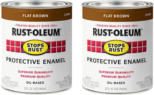 Vista 12 de Rust-Oleum 7776502-2PK - Pintura antióxido para aplicación con brocha, cuarto de galón, negro plano (paquete de 2)