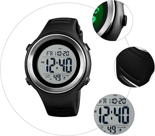 Vista 5 de Hemobllo Reloj electrónico luminoso simple del estudiante del reloj digital del reloj del deporte impermeable