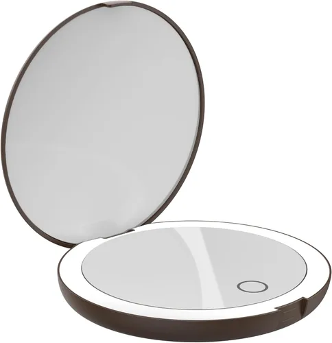 Vista 10 de LUNA London Compact Travel Mirror Travel Makeup Mirror with Light LED Lighted Vanity Mirror with 3 Light Modes 7X Magnification Folding Chalk