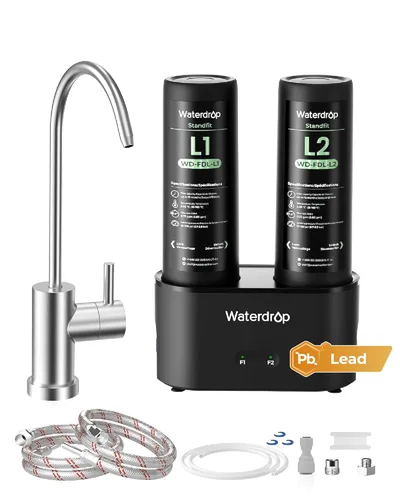 Vista 13 de Waterdrop 10UA PRO Filtro de agua para debajo del fregadero, no se requiere perforación, recordatorio de tiempo, fácil instalación, reduce el plomo