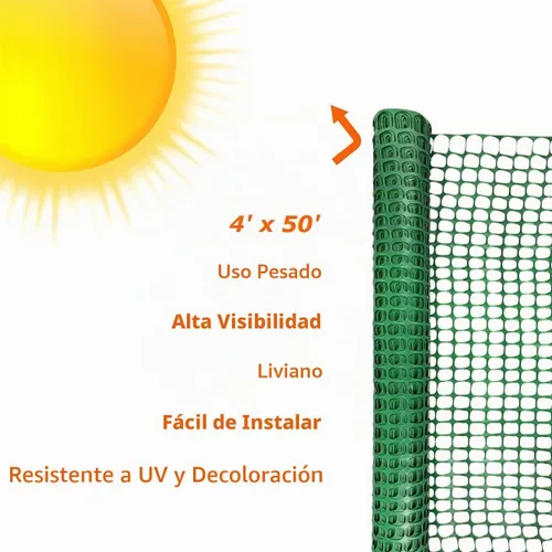 Vista 5 de Ashman - Valla de malla de plástico, 4'x50' pies, 1 rollo, verde, red de barrera de construcción, valla de jardín, envoltura de vallas, sobre