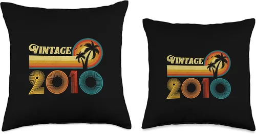 Vista 3 de Vintage 2010 Birthday Gift for Men Women 16 Years Retro Palm Throw Pillow