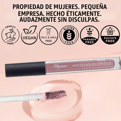Vista 7 de Mynena Lápiz labial líquido mate rosa claro fresco Comodidad duradera A prueba de manchas resistente a transferencias Cobertura completa que