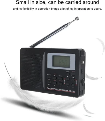 Vista 4 de Radio portátil AM FM SW, mini FM AM SW MW receptor Vintage Pocket Radio, CS 106 Radio de banda completa con auriculares para regalos Familia