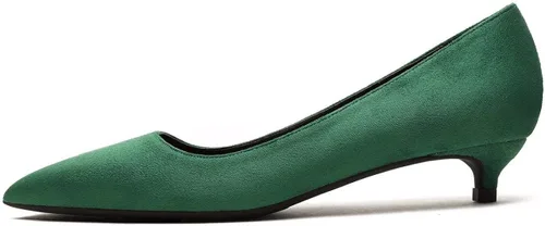 Vista 5 de Zapatos de tacón de gatito para mujer, clásicos, cerrados, puntiagudos, de 2 pulgadas, sin cordones, formal, para oficina, trabajo, boda, zapatos