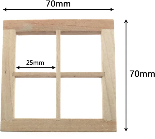 Vista 2 de RLECS Casa de muñecas de madera con ventana cuadrada de 2,75 x 2,75 pulgadas, color madera, 4 ventanas, 1/12, accesorios en miniatura para casa