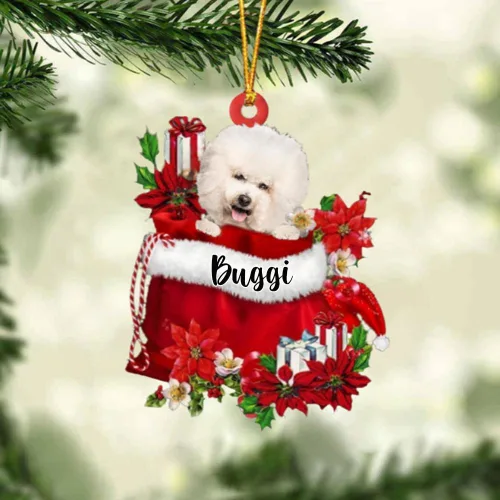 Vista 121 de Perro Akita Inu personalizado en bolsa de regalo, adorno de Navidad, nombre personalizado, regalo para amantes de los perros, familia, Navidad