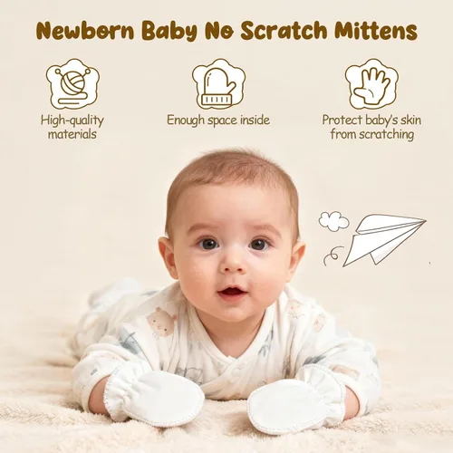 Vista 2 de Guantes de algodón para recién nacido, guantes de algodón para niños y niñas