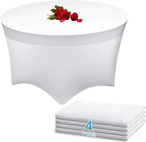 Vista 12 de Buryeah Mantel redondo elástico de 5 pies de elastano, lavable a máquina, 60 pulgadas, mantel elástico ajustable para mesa redonda para bodas