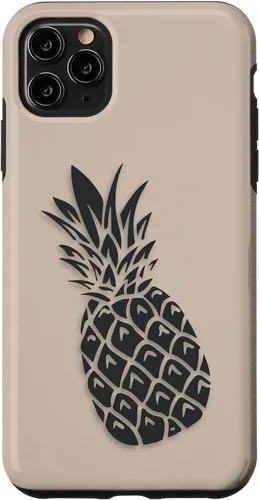 Vista 13 de Black Dark grey Pineapple on Tan beige for Pineapple lovers Case for iPhone 16