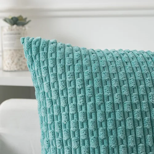 Vista 2 de Kevin Textile - Funda de cojín de 12 x 20 pulgadas, 1 paquete, decorativa bohemia de pana suave a rayas, lumbar estilo granja, acento