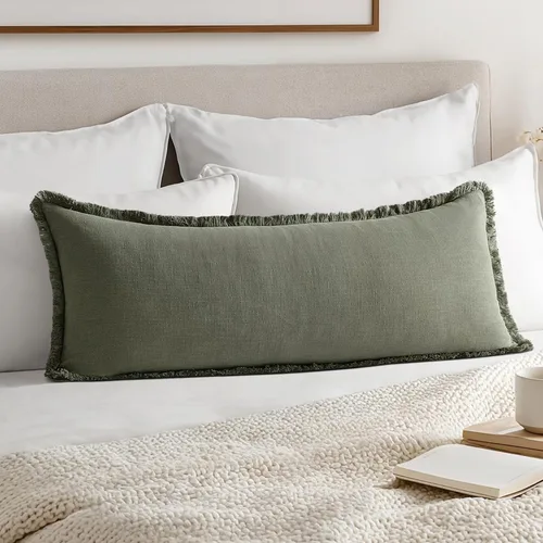 Vista 9 de MIULEE Juego de 1 fundas de almohada decorativas de lino neutro con flecos, fundas de cojín de estilo bohemio para sillón, sofá, cama, sala