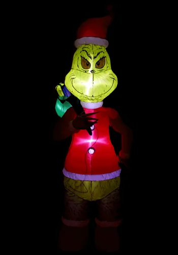 Vista 5 de Decoración Navideña Inflable Colosal de Santa Grinch de 25 Pies Multicolor