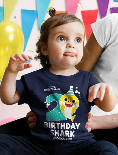 Vista 3 de Camiseta de 2 cumpleaños de Baby Shark, traje para niños o niñas de 2 años, linda camiseta de fiesta para niños