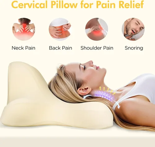 Vista 2 de Almohada de lectura para acostarse, inclinarse y estar propensa, almohada de espuma viscoelástica de contorno, almohada cervical ergonómica