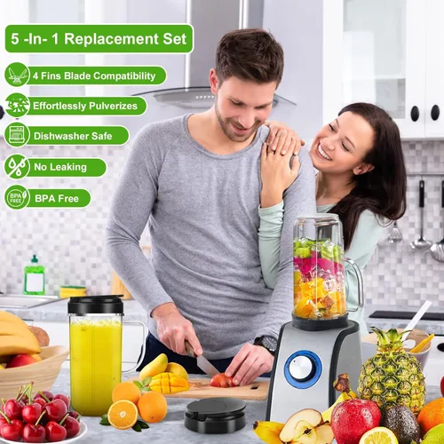 Vista 9 de Paquete de 2 tazas mezcladoras Magic Bullet de 22 onzas con tapa abatible para llevar, taza de repuesto con asa, compatible con tazas y tazas Magic