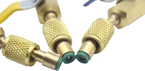Vista 2 de Accesorios de baja pérdida Hvac R12 R22 a R134A Válvula de bola de cierre, aire acondicionado refrigerante en ángulo compacto adaptador de válvula