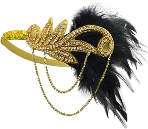 Vista 2 de DRESHOW - 1920s accesorios, sets , disfraz Gatsby, diadema, aretes, guantes