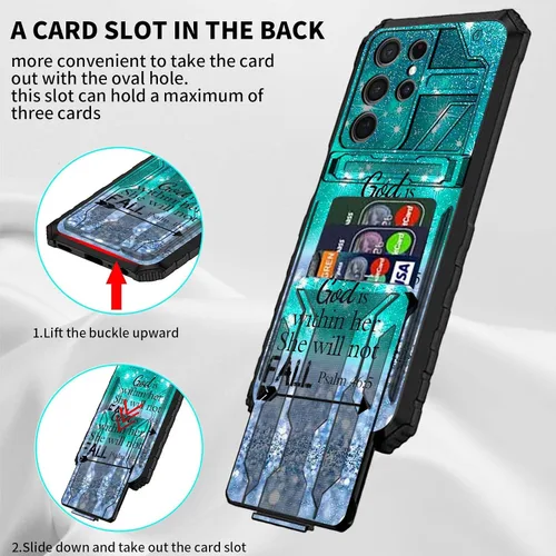 Vista 2 de Funda tipo cartera para Samsung Galaxy S23 Ultra, de doble capa, resistente, a prueba de golpes, con ranura para tarjetas desmontable y función
