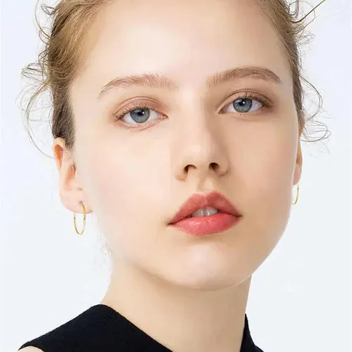 Vista 8 de Aretes de aro pequeños con relleno de oro de 18 quilates para mujeres y hombres, aretes de aro de tubo sin fin, ligeros y pequeños hechos a mano