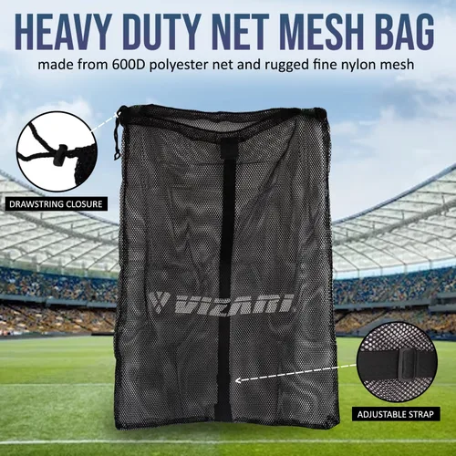 Vista 3 de VIZARI Bolsa de pelota de fútbol – Bolsa de equipo deportivo, bolsa de pelota de malla, bolsa de playa o bolsa de equipo de snorkel con correa
