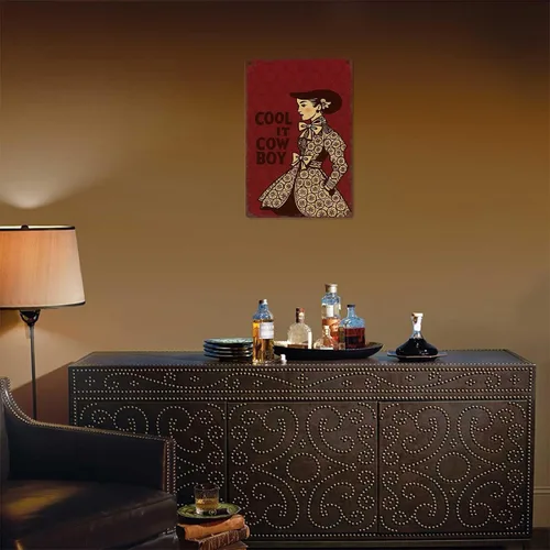 Vista 6 de Cartel de metal divertido de 8 x 12 pulgadas, diseño retro de rodeo de aluminio, decoración de pared, pintura para decoración del hogar, bar, oficina