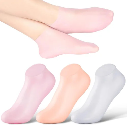 Vista 7 de SATINIOR 3 pares de calcetines de silicona para pies secos y agrietados, terapia de pies, spa, pedicura, calcetines de silicona reparadores