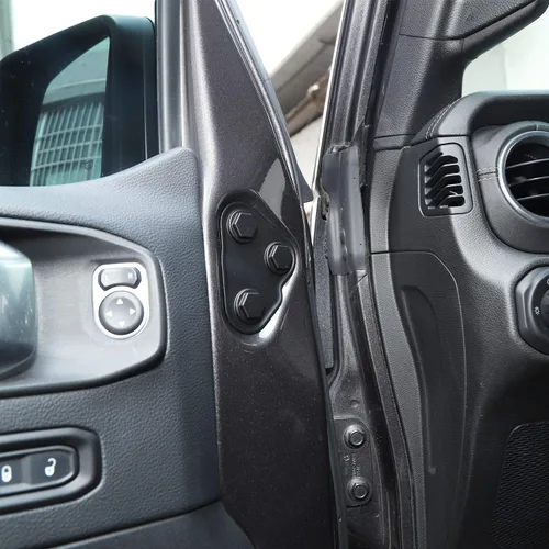 Vista 4 de 2 piezas de cubierta protectora de tornillo de puerta para Jeep Wrangler JL JLU 2018-2021, para Jeep Gladiator JT 2020-2021 (negro)
