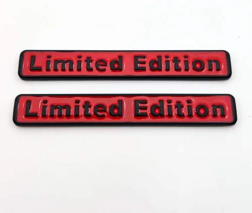 Vista 3 de 2 calcomanías de metal 3D de edición limitada con logotipo de alta calidad para guardabarros laterales de automóvil, calcomanías para maletero rojo