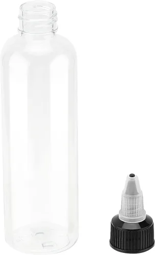 Vista 4 de 64 botellas de plástico de 4 onzas, botellas dispensadoras redondas con tapa superior giratoria para manualidades, cocina, hogar, transparente