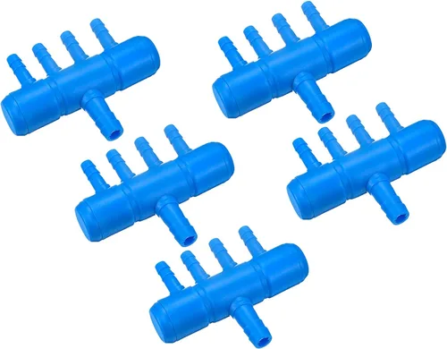 Vista 9 de uxcell 5 unids 0.315 in a 0.217 in 2 vías línea de aire tubo divisor conector pecera tanque oxígeno tubo aire adaptador para acuario, azul