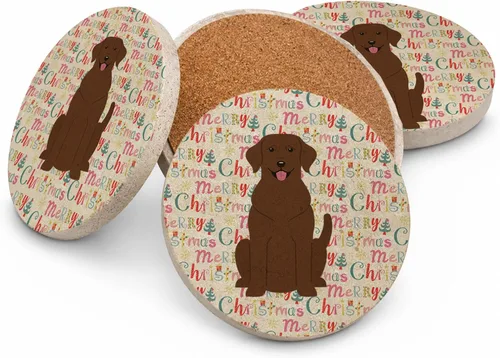 Vista 219 de Abyssinian Sand Terrier Merry Christmas - Posavasos grandes de piedra arenisca (4 unidades)