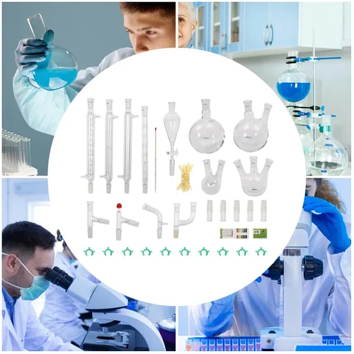 Vista 5 de 32PCS Lab Chemilcal Unit, 24/40 juntas de vidrio química orgánica laboratorio cristalería kit