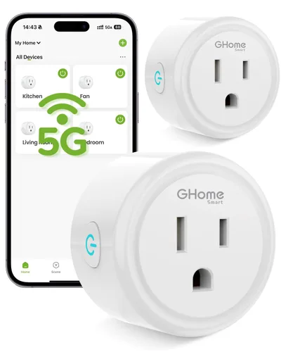 Vista 9 de GHome Smart Enchufe inteligente WiFi 5G 15A compatible con Alexa y Google Home, temporizador de salida, temporizador de salida WiFi para el hogar
