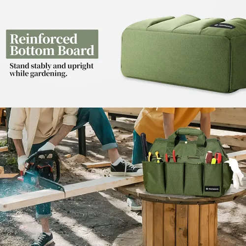 Vista 4 de Raynesys Bolsa de mano de jardín, organizador de herramientas de jardinería con bolsillos y asa, bolsa de almacenamiento de jardín resistente 900D