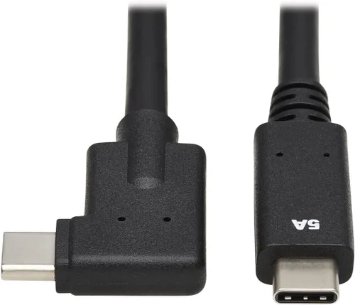 Vista 2 de Tripp Lite Cable USB C USB 3.2 Gen 2 en ángulo recto 100W PD Carga M/M 1M (U420-01M-G25ARA)