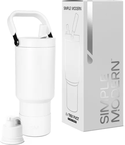 Vista 39 de Simple Modern Trek Pivot Vaso con pajita abatible de 30 oz con asa Botella de agua y protector Tapas intercambiables de pajita y para beber