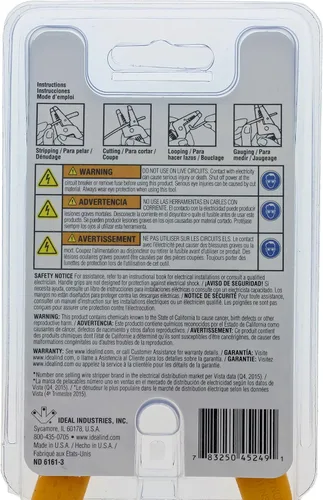 Vista 14 de IDEAL Electrical 45-249 12/2 NM T-Stripper - 2/12 AWG, pelacables con agujeros de bucle, nariz de alicate, apertura automática con resorte