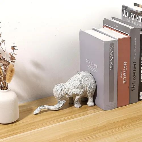 Vista 6 de Sumnacon Tope de puerta de hierro fundido con diseño de elefante – Tope de puerta resistente para evitar perforar agujeros, tope de puerta de hierro