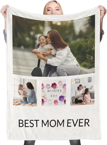 Vista 29 de Regalos de cumpleaños personalizados, manta personalizada con mis propias fotos para mujeres, hombres, mamá, papá