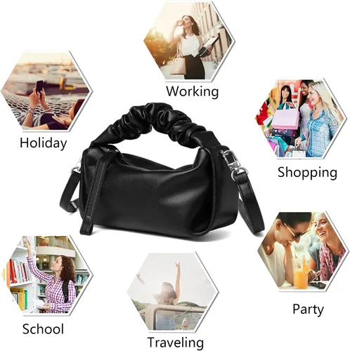 Vista 6 de KingTo Bolso pequeño de hombro para mujer, bolso de mano suave de diseñador en la nube, bolso cruzado ligero