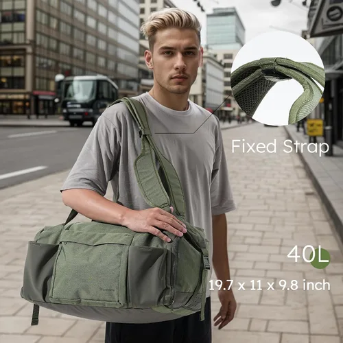 Vista 3 de Bolsa de gimnasio para hombre con compartimento para zapatos y bolsillo húmedo, bolsa de lona convertible y mochila de gimnasio, bolsas deportivas