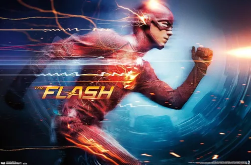 Vista 12 de DC Comics Arrowverse The Flash - Póster de pared Speed Force, 22.4 pulgadas de largo x 14.7 W, versión enmarcada de madera de granero