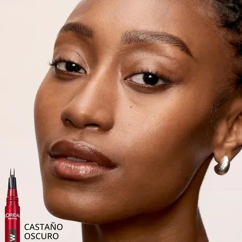 Vista 7 de L'Oréal Paris Faux Brow, Lápiz para cejas de aspecto capilar, con punta de doble cepillo, maquillaje de cejas rápido y preciso, castaño oscuro, 0.04
