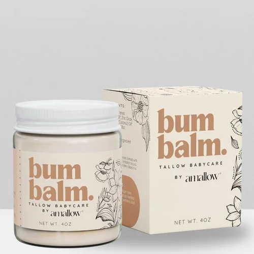 Vista 6 de Amallow Baby Bum Balm – Crema de área de pañales para piel sensible y propensa a erupciones – Sin petróleo ni fragancia – Bálsamo hidratante suave