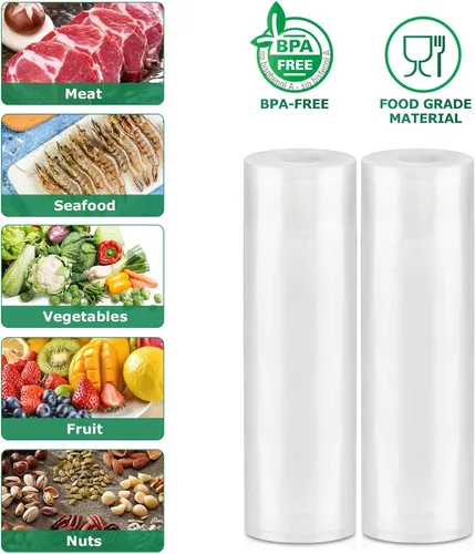 Vista 5 de FRESKO - Rollos de bolsas selladoras al vacío, 2 paquetes de 11 pulgadas x 20 pies