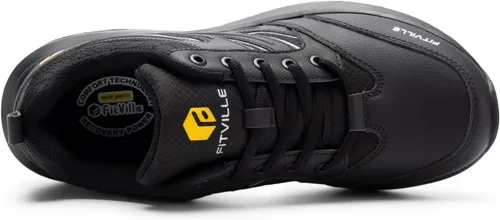 Vista 4 de FitVille Zapatos de senderismo anchos para hombre, repelentes al agua, para exteriores, zapatos de trabajo con soporte de arco, núcleo resistente