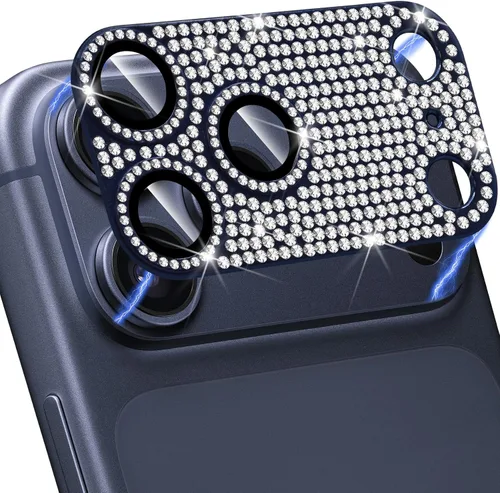 Vista 71 de Protector de lente de cámara para iPhone 13 & iPhone 13 Mini, brillante con diamantes de imitación 3D con purpurina, cubierta de cámara de vidrio