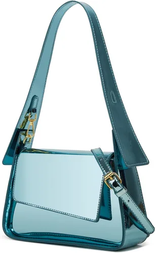 Vista 2 de Bolso Hobo para mujer, bolso de hombro de piel sintética, bolso brillante para axilas, bolso con asa superior, bolsos pequeños